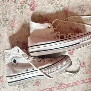 White high top platform converse sneakers women’s 9.5